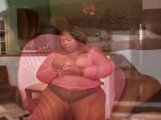 Obese ebony with big saggy tits gets hammered in her chubby twat by a big black boner
